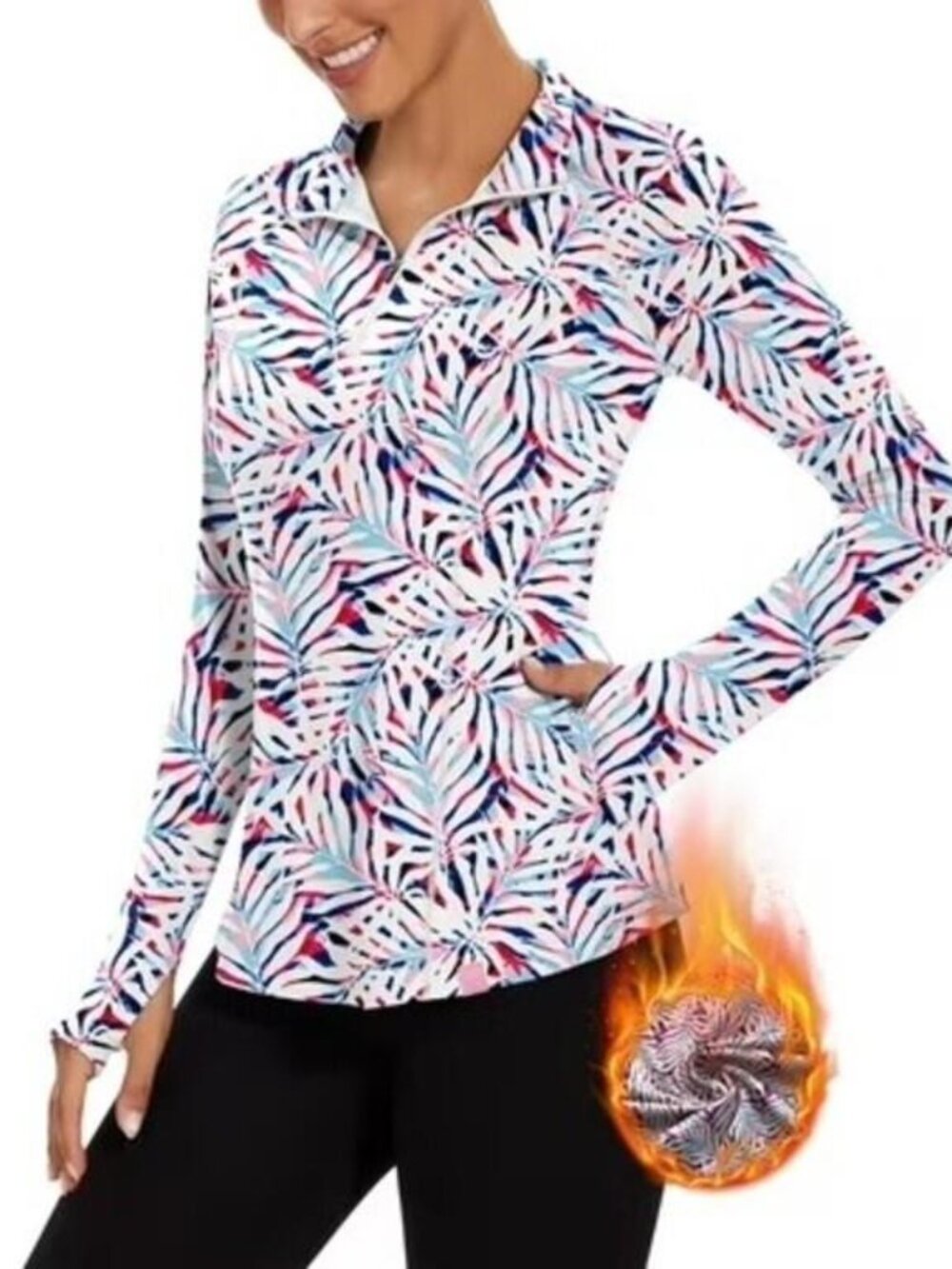 Women s Long Sleeve Golf Polo Shirt Half Zip Collar Athletic Tops Fleece Pullove